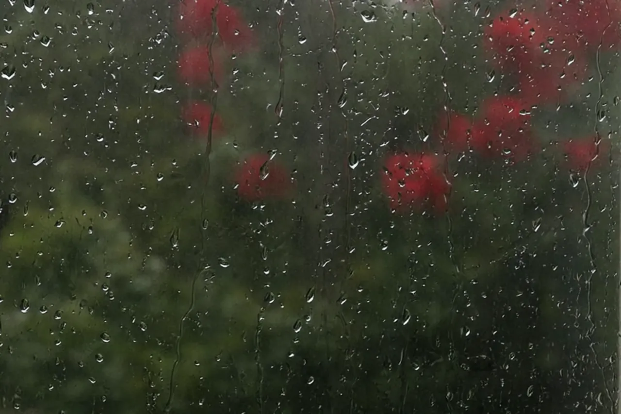 Condensation trapped between the panes of an ageing sealed unit