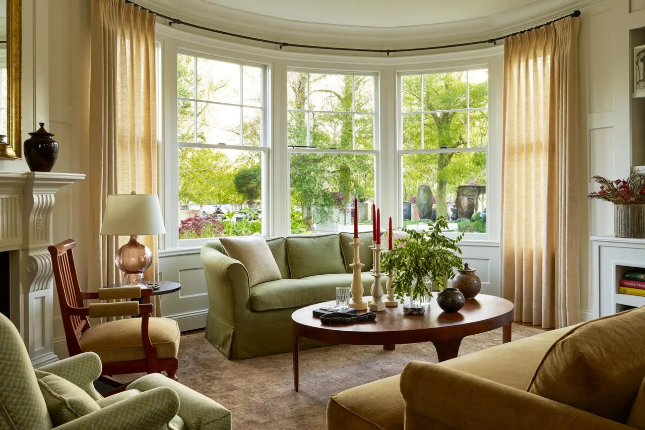 Double-glazed bay window in a bright period lounge
