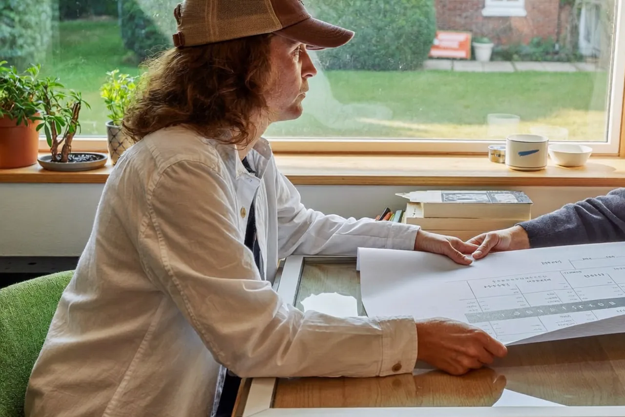 Homeowner reading an insurance-backed window guarantee document at a table