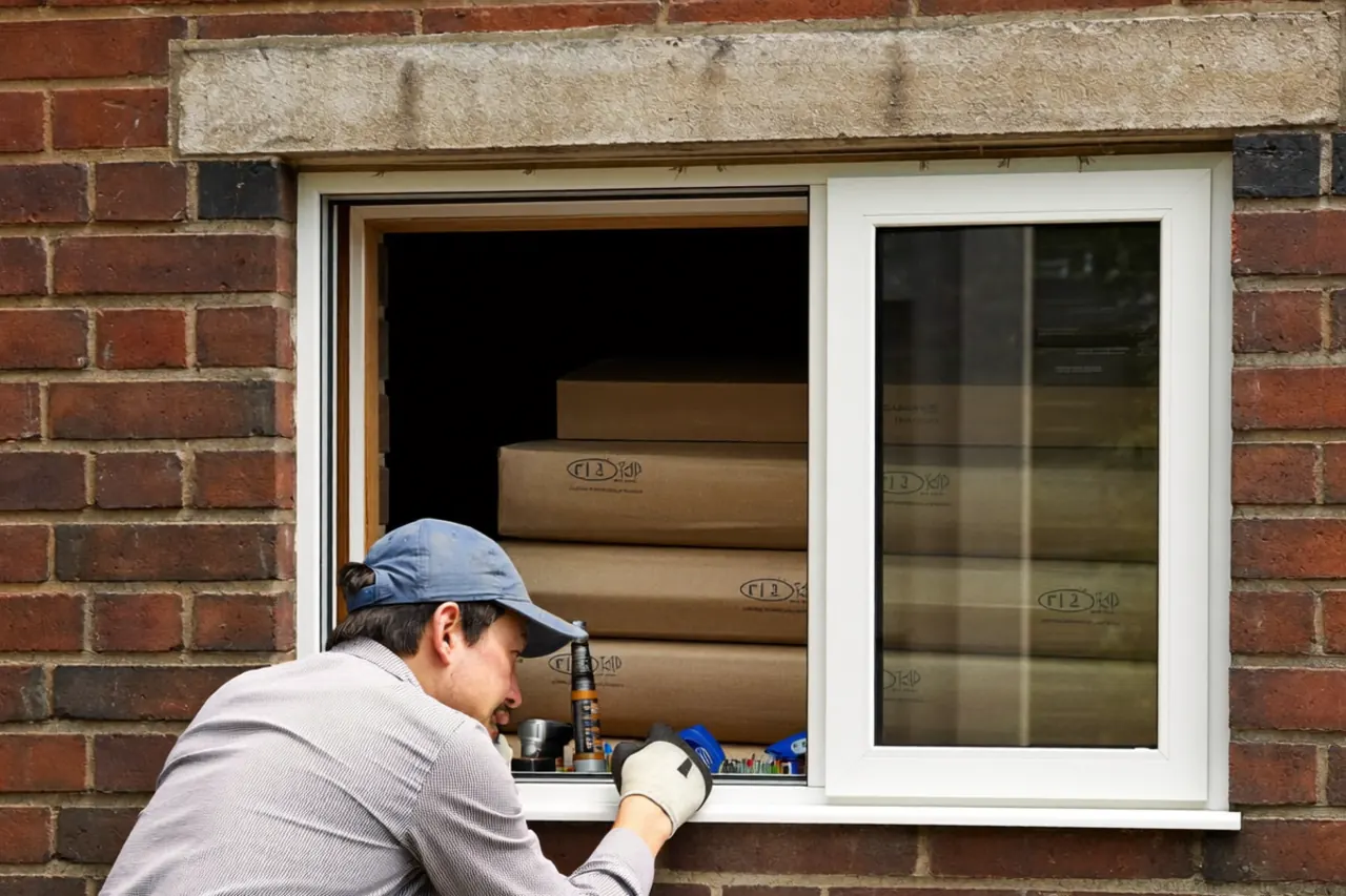 Installer handing over guarantee paperwork to a homeowner at the door